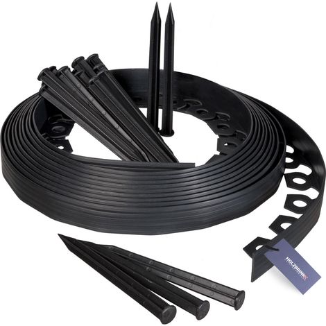 HOLZBRINK Rasenkante Wurzelsperre flexibles PVC Band inkl. 20 Anker, Höhe 38mm, Länge: 10m, HRK02-38