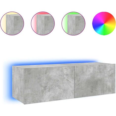 Maison Exclusive - TV-Wandschrank mit LED-Leuchten Betongrau 100x (1/5)