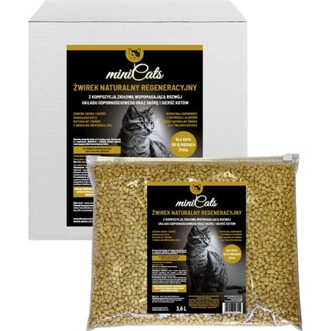 Arena para gatos de maíz regenerativa natural con hierbas, 3,6 l, absorbente. (1/5)
