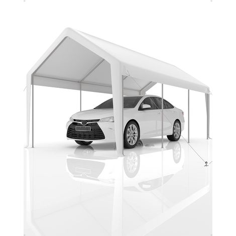 Bâche de Remplacement pour Carport 10x20 ft, Toit de Garage Mobile en PE Imperméable UV Résistant, Abri Voiture Extérieur Blanc (1/5)