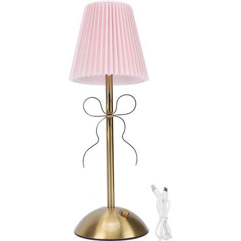 Schreibtischlampe - Roseate LED-Stehlampe mit wiederaufladbarem Akku, Seidenkragen und Zierring - Für Zuhause und Hotels (1 Stehlampe mit Akku) (1/5)