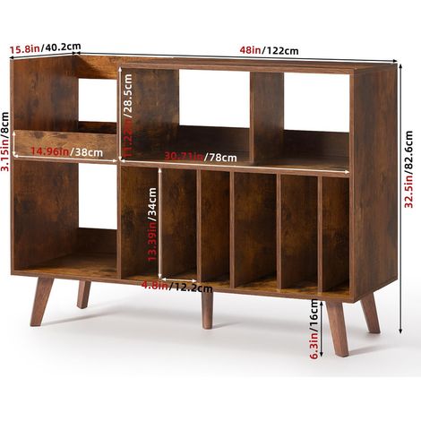 Large Record Player Stand, Turntable Stand with Storage, Vinyl Holder with Display Area, Record Player Table Holds Up to 450 Albums for Music Room & Living Room (1/5)