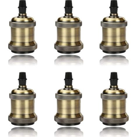 Lot de 6 supports de lampe rétro Edison à douille E27, adaptateur pour ampoule vintage en céramique solide, finition bronze (1/5)