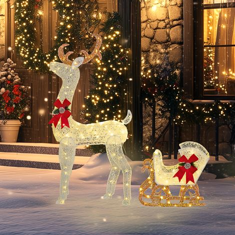 Déco Noël LED renne et traîneau 170 lumières blanc intérieur extérieur (1/5)
