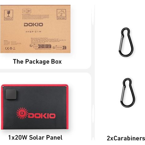 Pannello solare, design pieghevole, possibilità di ricarica USB, 20W (1/2)