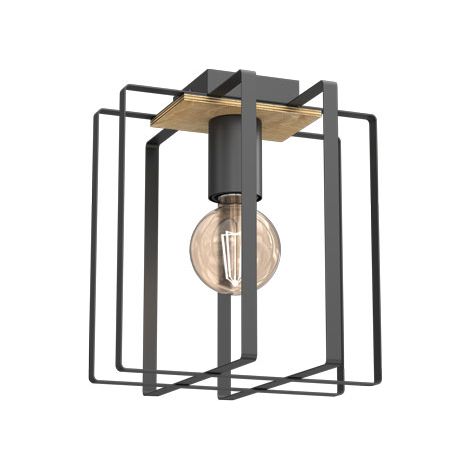 Plafonnier industriel noir bois Kortez E27 15W Luminex