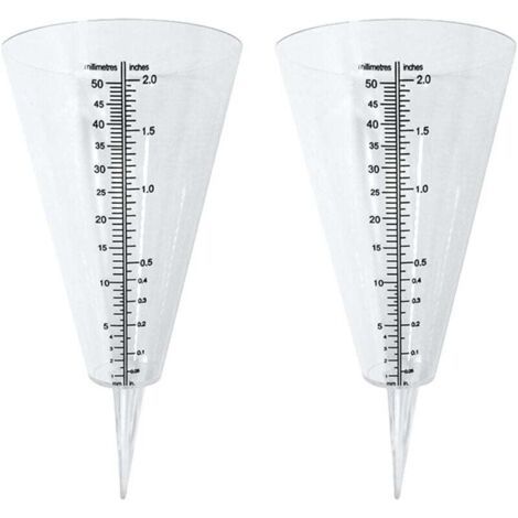 BUNTHAUS Regenmesser, Regenmesser für den Außenbereich, 2 transparente Kegel-Regenmesser mit doppelter Skala zur Niederschlagsmessung in Gärten, im Freien und auf Balkonen