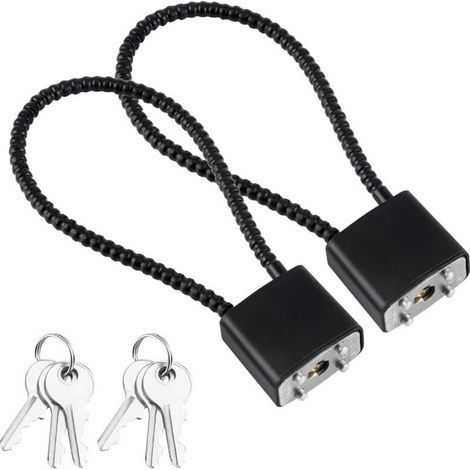 Lot de 2 Cadenas en Corde d'acier, Cadenas à Câble avec Clés, Verrous Antivol pour Vélos, Casiers, Boîtes à Outils (1/4)