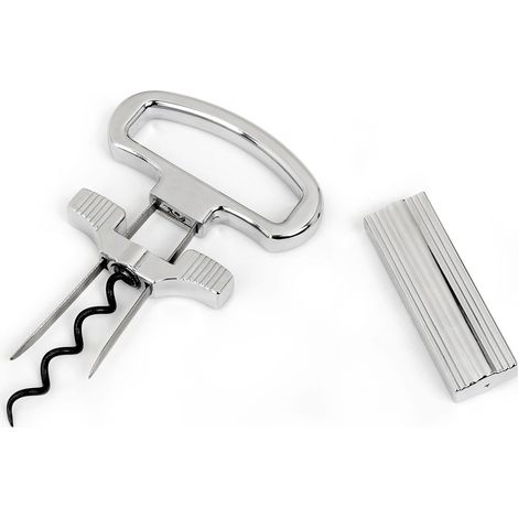 Tragbarer Rotweinflaschenöffner aus Aluminiumlegierung mit Korkenzieher und Stahlnadel im Vintage-Stil, geeignet für die Bar (glänzendes Sil (1/2)