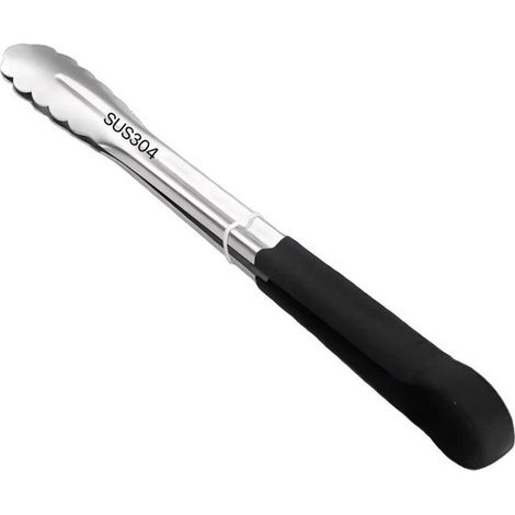 Pinces de table, pinces de cuisine, pinces alimentaires, pinces à griller, pinces de cuisson, pinces à salade, acier inoxydable, noir, 23,5 cm (1/5)