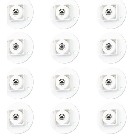 12 Pcs roulettes de Transfert Auto-Adhésives, roulettes à Billes de Transfert roulettes Plastique Solide Roulette de Rotation à 360 Degrés pour Support de Rangement Inférieur, Poubelle