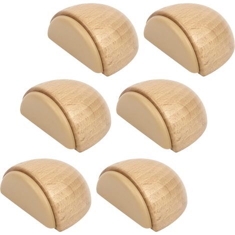 Lot de 6 Butée de Portes - Arrêt de Porte Adhesive en Bois pour Sol et Parquet – Stop Porte Adhésif - Butoir de Porte (Hetre Naturel) (1/5)