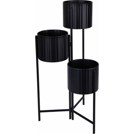 Set di 3 vasi per piante con supporto - Vessia Trio Nero (1/3)