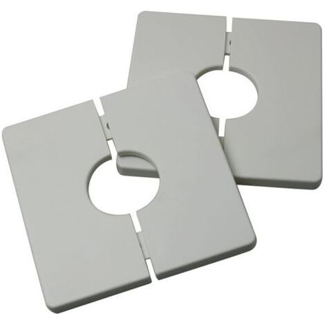 Juego de 2 tapas autoadhesivas cuadradas de PVC para tubos – Base autoadhesiva – Superficie lisa negra – Para manguera de ducha de 33 mm (1/4)