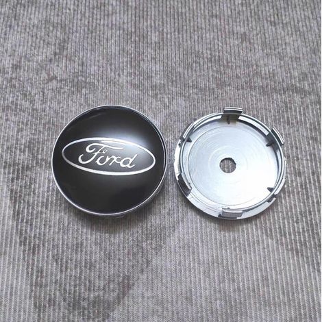 60-mm-Radkappe, kompatibel mit Ford – Felgennabenkappe, Radnabenabdeckung, Felgenzubehör, Kunststoff-Radkappen-Ersatz, 4er-Set – Schwarz