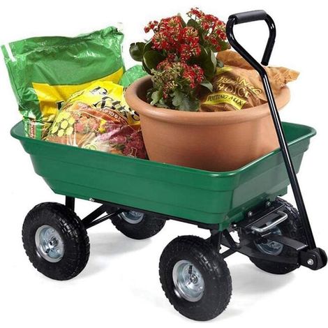 Brouette de Jardin Polyvalente 75 l avec Baignoire Rabattable et Roues pneumatiques – Solution pour Le Transport du Bois, Les Plantes et Les matériaux de Jardinage en ABS Vert (1/5)