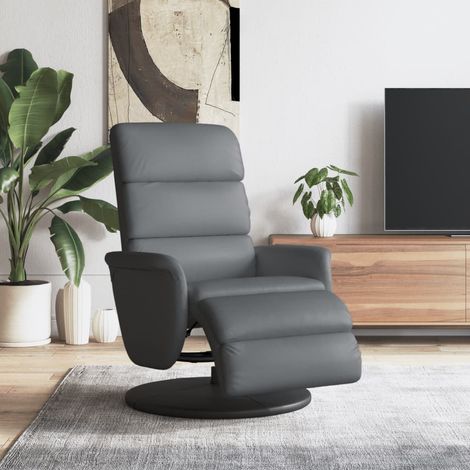 Relaxsessel mit Fußteil Grau Kunstleder