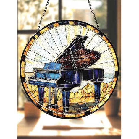 Décoration vitrail piano 12,5 cm, attrape-soleil
