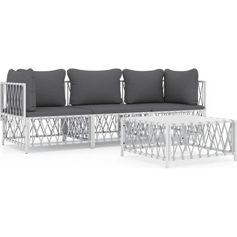Maison Exclusive - Set Salotto da Giardino 4 pz con Cuscini in Acciaio Bianco (1/5)