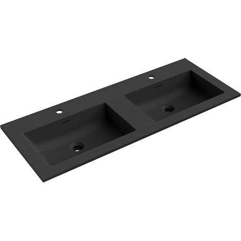 Mexen Otis lavabo da incasso doppio 121 x 46,5 cm, nero opaco - 25181271D (1/3)