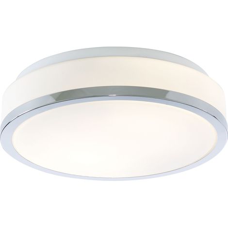Plafoniera Contemporanea Formaggio Acciaio Cromo Vetro Bianco 1 Luce E27 28Cm (1/5)