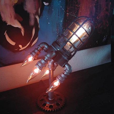 Lampe fusée Steampunk, lampe industrielle rétro veilleuse décorative pour salon, chambre, bureau (1/5)