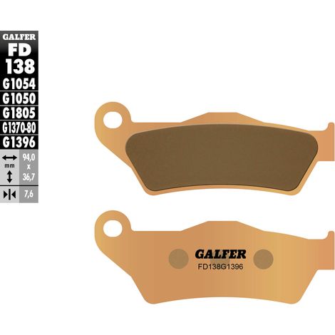 PASTILLAS DE FRENO GALFER KH181 DE METAL SINTERIZADO (DORADO) PARA KTM SX/EXC '92-'20 (BREMBO) FUERA DE CARRETERA