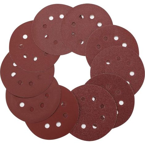 Disque à meuler de 125 mm, 100 disques à meuler de grains 40/60/80/100/120/180/240/320/400/800 pour le meulage/polissage/l'élimination de la rouille (8 trous) (1/5)