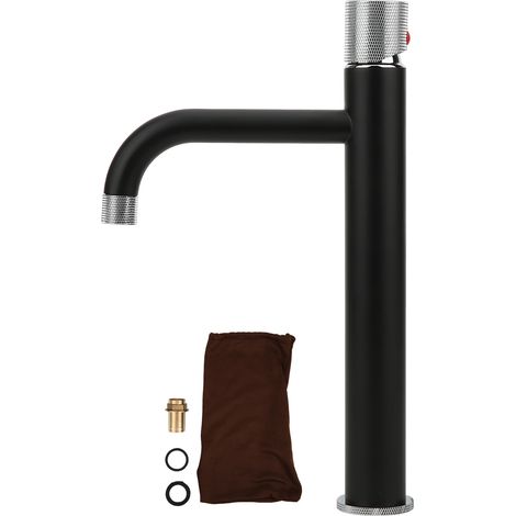 Robinet de lavabo G1/2 en cuivre, mitigeur eau chaude froide pour salle de bain, bec courbé blanc (1/5)