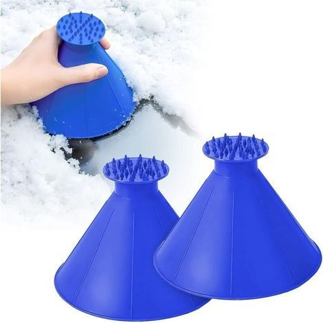PA 2 pezzi Raschietti per ghiaccio rotondi, Raschietto per ghiaccio universale per auto, Pala da neve per pulizia multifunzionale, Accessori per auto, per SUV, Parabrezza per auto (blu) (1/4)
