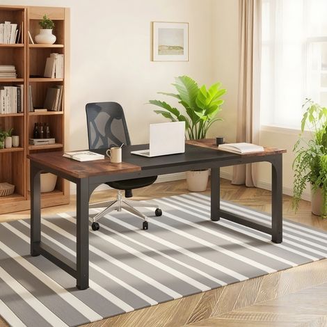 Laptop-Schreibtisch – 180 x 80 x 75 cm – Rustikales Braun – Holz – Spanplatte – Schreibtisch