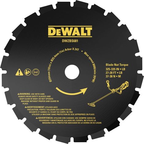 Disque de coupe Dewalt à 24 dents pour débroussailleuse 54 V