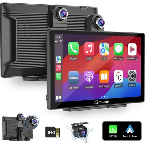 Carplay Car Screen with Dash Cam 9" Touch Screen  Wireless Carplay (1/5)