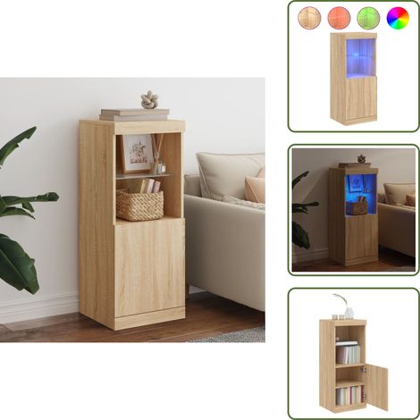 Buffet avec lumières LED chêne sonoma 41x37x100 cm - Buffet Design Moderne - Meuble Rangement - Luminaire Led - Décoration Intérieur - Étagère Murale (1/5)