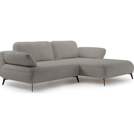 Selsey Avolla – Ecksofa mit Schlaffunktion, Bettkasten und hydrophober Chenille, rechtsseitig, Graubeige