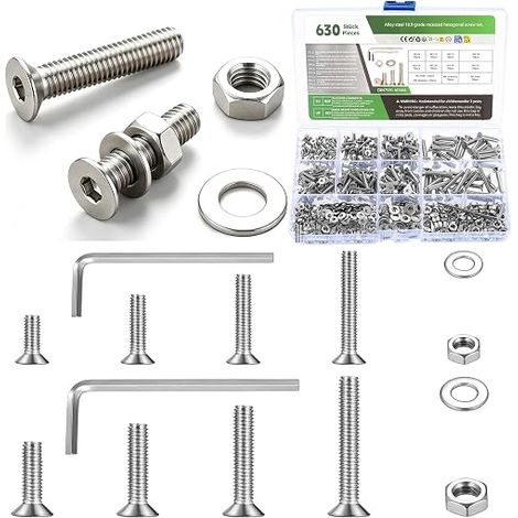 vis M3 M4, tête fraisée, six pans, argent (1/5)
