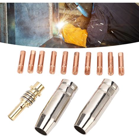 Kit d'accessoires de soudage de 13 pièces comprenant une torche de soudage MIG/MAG et des buses conductrices 15AK. (1/5)
