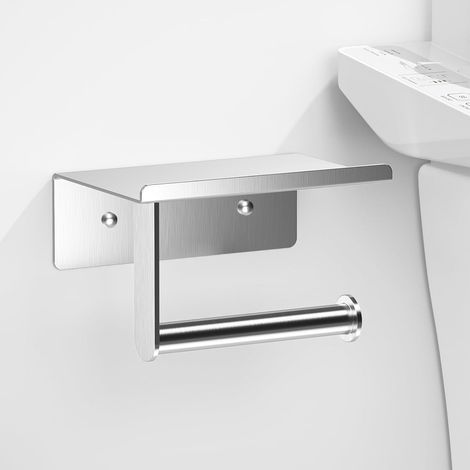 Wandmontierter Toilettenpapierhalter mit Ablage, rostbeständige Oberfläche aus gebürstetem Nickel in Edelstahl SUS304, Toilettenpapierhalter, Badezimmer-Toilettenpapierhalter, ASTPH06