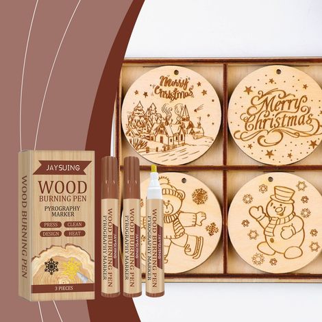Woodburning tool, woodworking board, artistic pyrography pen, pyrography pen for crafts – 3 pieces (1/5)