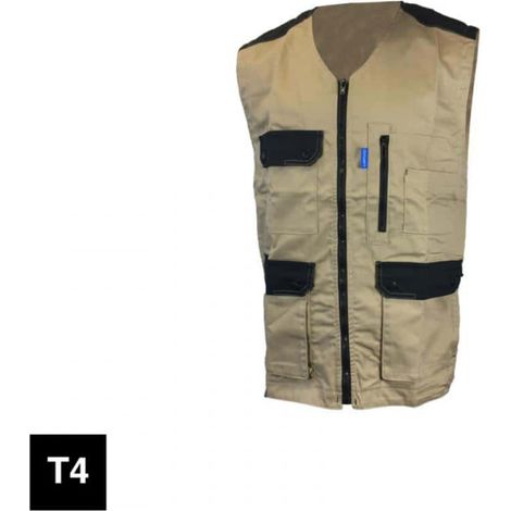 Gilet da lavoro leggero CEPOVETT Kargo pro - beige e nero - Taglia 4