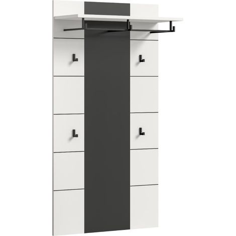 Canu Wandgarderobe 4 Haken weiß, grau.