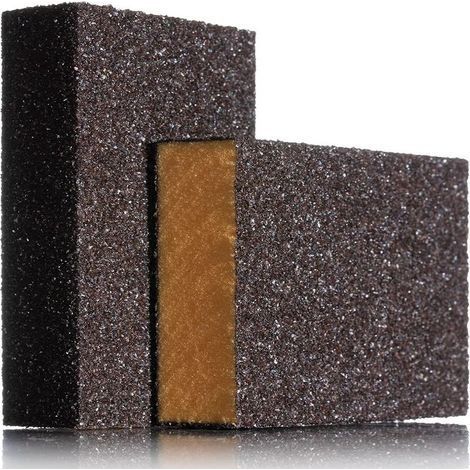 Lot de 2 Blocs de Ponçage à la Main grossière, Papier de Verre éponge Humide et sèche, Cube de Sable Flexible, tampons de Polissage en Mousse Abrasive pour Bois/métal/plâtre/Voiture (1/5)