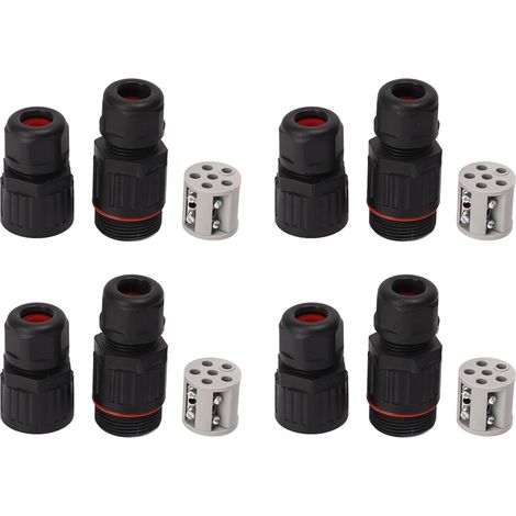 Packung mit 4 wasserdichten IP68-Crimp-Kabelverbindern, 5-adrig, PA66-Luftfahrtstecker, 450 V, 32 A (1/5)