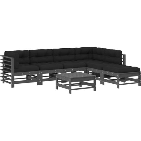 Maison Exclusive - 7-tlg. Garten-Lounge-Set mit Kissen Grau Massi