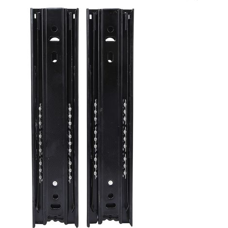 1 Paire de glissières de tiroir en acier laminé à froid noir 20 cm, coulisse à billes 3 sections (1/5)
