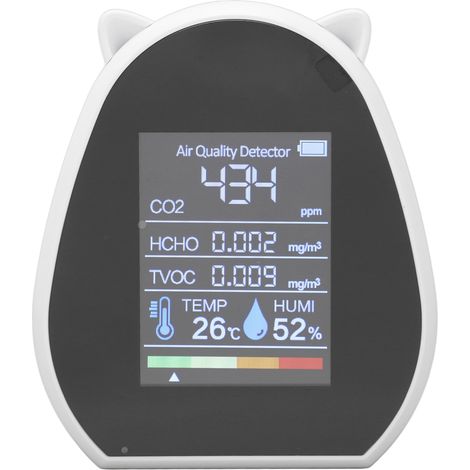 Ce moniteur de qualité de l'air de haute précision, conçu pour les tests de dioxyde de carbone, de formaldéhyde et de COVT, est alimenté par une tension continue de 5 V et offre des mesures de tempéra (1/5)