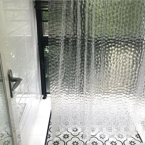Tenda da doccia trasparente con ganci, 180 x 180 cm, impermeabile (1/5)