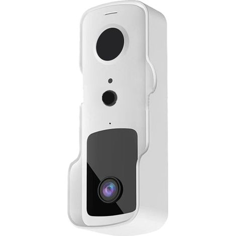 Sonnette vidéo sans fil avec vision nocturne infrarouge, visualisation bidirectionnelle et audio bidirectionnel, pour la maison (blanche). (1/5)