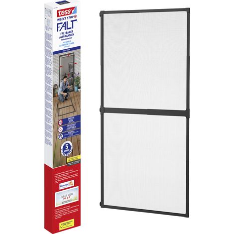 tesa Fliegenschutz-Tür FALT 100 x 220 cm anthrazit/anthrazit kürzbar Winkelprofil (1/5)