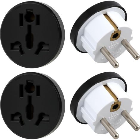 4 PCS Adaptateur Prise Anglaise vers France, UK to EU Adapter Universel pour USA, UK, Chine et Suisse, Stecker Adapter Compact 2500W, Plug Adapter Sécurisé pour Voyage et Maison (1/5)